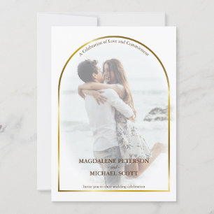 Convite Foto pessoal: Casamento com Frame de Arch Dourado