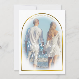 Convite Foto pessoal: Casamento com Frame de Arch Dourado
