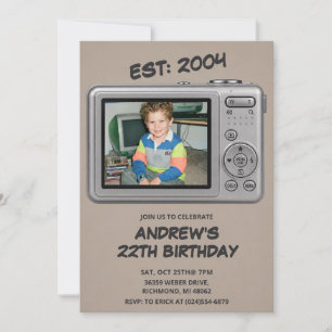 Convite Foto Pessoal da Infância Aniversário Y2K