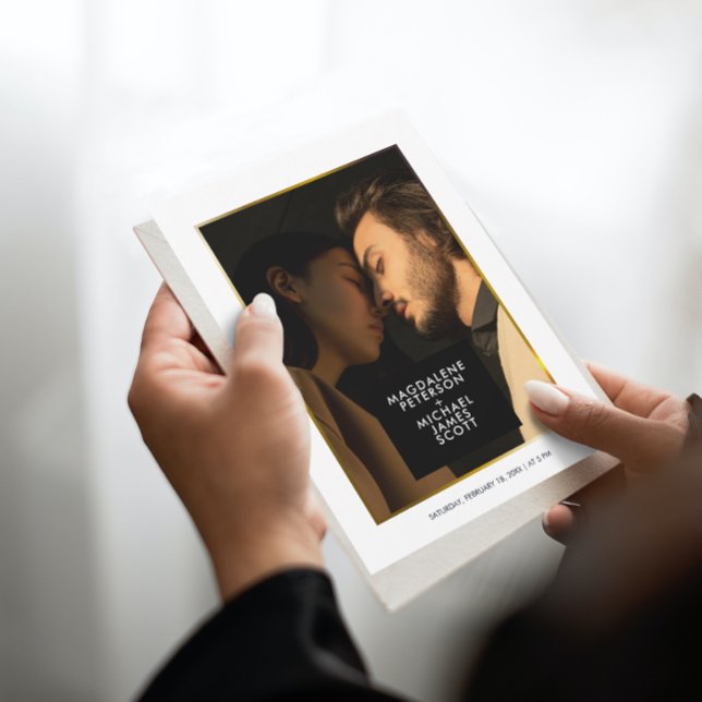 Convite Foto pessoal Quadro Dourado moderno | Casamento (Criador carregado)