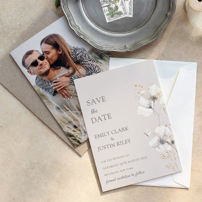 Convite Foto por Aquarela de Flores Selvagens Modernas Sal (Criador carregado)