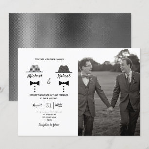Convite Foto Preto Branco Casamento Gay