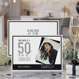 Convite Foto Preto e Branco 50 e Fabuloso Aniversário
