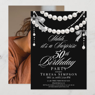 Convite Foto Preto e Branco do 50º Aniversário Surpresa