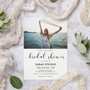 Convite Foto preto e branco elegante do chá de panela