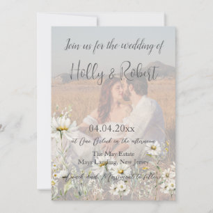 Convite Foto QR Code Daisy Wedding