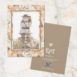 Convite Foto QR Code Floral Wedding