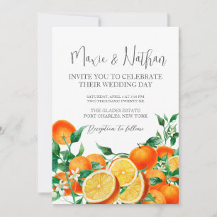 Convite Foto QR Código Boho Orange Blossom Casamento