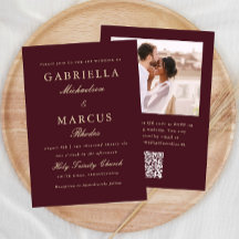 Foto QR Rsvp De Casamento Burgundy Elegante