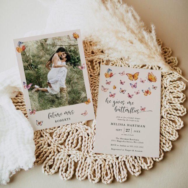 Convite Foto Que Ele Me Dá Chá de panela De Borboletas (Criador carregado)