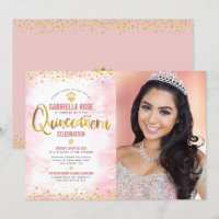 Foto Quinceañera Blush Dourado Glitter Tiara