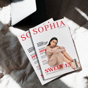 Convite Foto-quinceanera de cobrir de revista única
