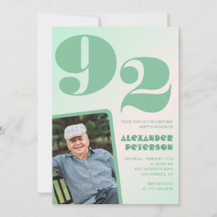 Convite Foto Retro Gradiente Verde Homem Aniversário de 92