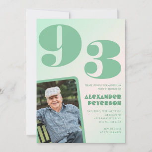 Convite Foto Retro Gradiente Verde Homem Aniversário de 93