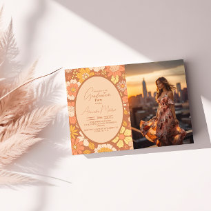 Convite Foto Retro Groovy 70's Themed Graduação