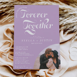 Convite foto retrô para sempre jantar de ensaio lavanda