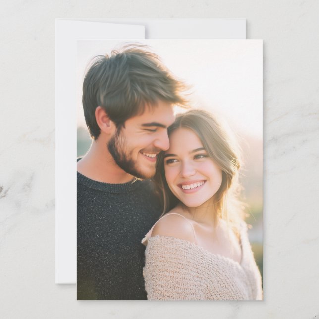 Convite Foto Romântica Bege Quente (Frente)