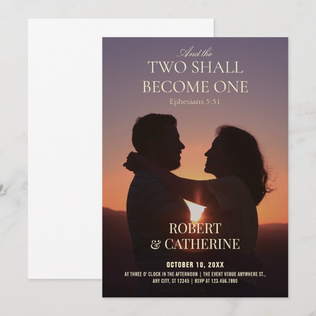 Convite Foto romântica de casamento (Frente/Verso)
