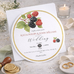 Convite Foto Romântica Rustic Autumn Berry Back