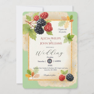 Convite Foto Romântica Rustic Autumn Berry Back