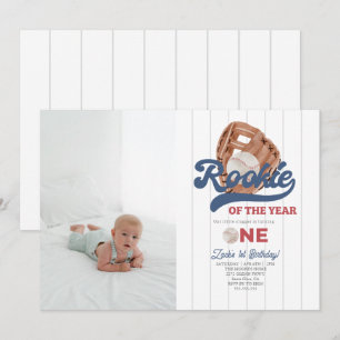 Convite Foto Rookie primeiro aniversario de luvas de beise