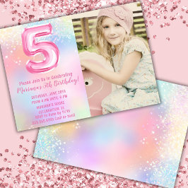 Convite Foto rosa 5 do arco-íris