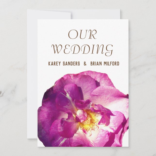 Convite Foto Rosa Rosa Rosa Rosa Rosa Rosa Elegante Convit (Frente)