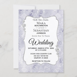 Convite *~* Foto + RSVP + Casamento tema damasco de diaman