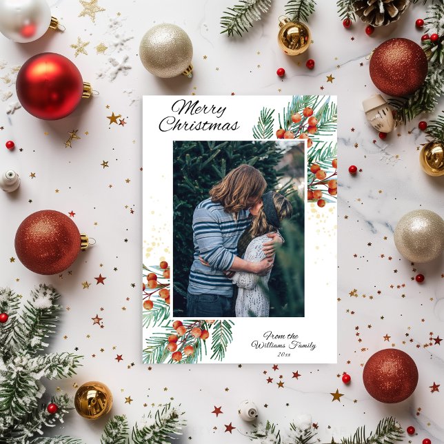 Convite Foto: Rustic Modern Merry Christmas Card (Criador carregado)