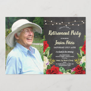 Convite Foto rústica das rosas vermelhas do giz do partid