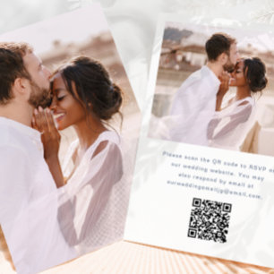 Convite Foto Simples com Casamento Azul do Código QR Rsvp