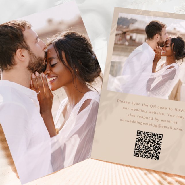 Convite Foto Simples com Casamento Neutro do Código QR Rsv (Criador carregado)
