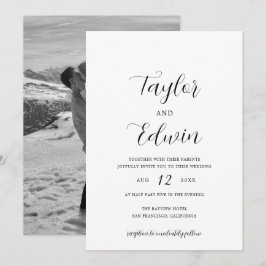 Convite Foto Simples Contemporânea Moderna Casamento