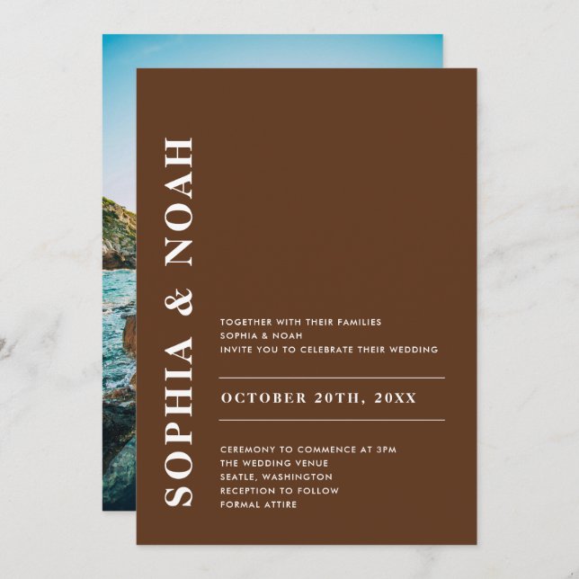 Convite Foto Simples De Casamento Da Escuridão Escura Mode (Frente/Verso)