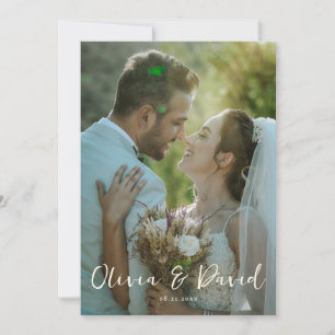 Convite Foto Simples de Casamento Romântico Elegante Cláss