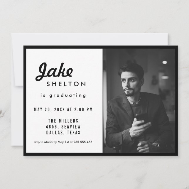Convite Foto simples de graduação casual (Frente)