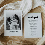 Convite Foto simples de recepção Chic & elegante Elopement<br><div class="desc">Minimalista,  porém impressionante: adote esta design tipográfica ligeiramente retrorreflectora para a sua papelaria de casamento. Texto,  cores e fundo totalmente personalizáveis.</div>