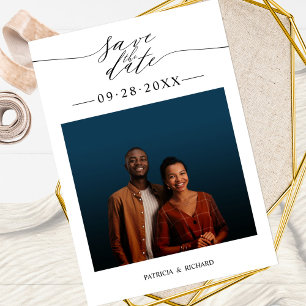 Convite Foto Simples de Save The Date para Casamento Chic