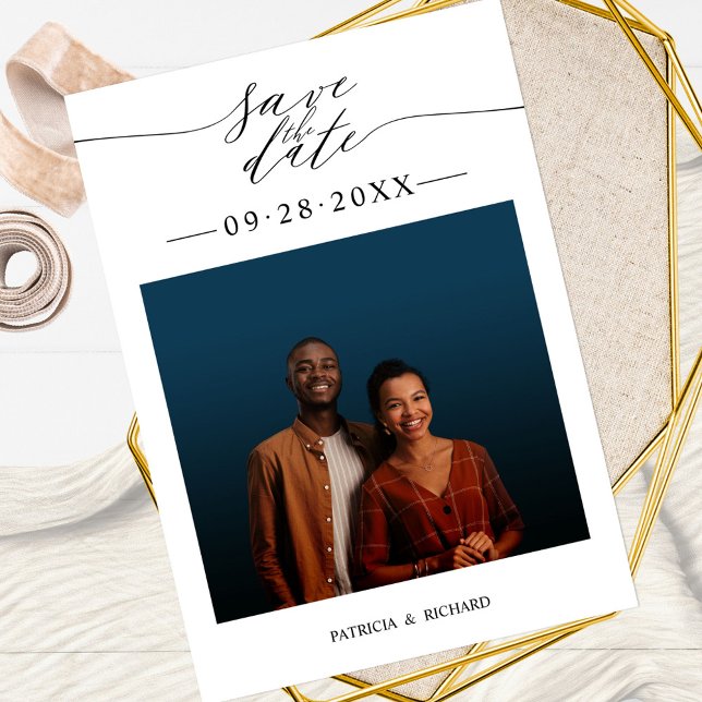 Convite Foto Simples de Save The Date para Casamento Chic (Criador carregado)