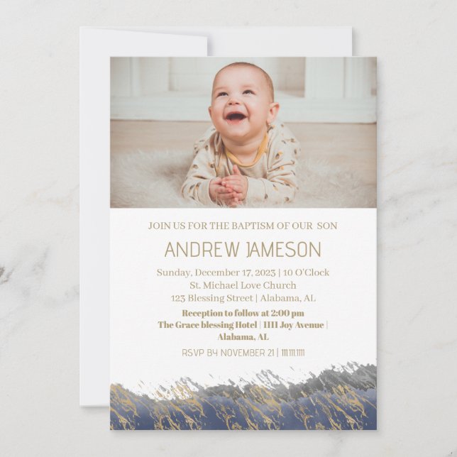 Convite Foto Simples e Elegante do Christian Round | Batis (Frente)