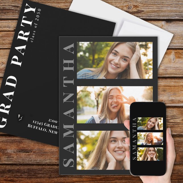 Convite Foto Simples e Moderna do formando Três (Criador carregado)