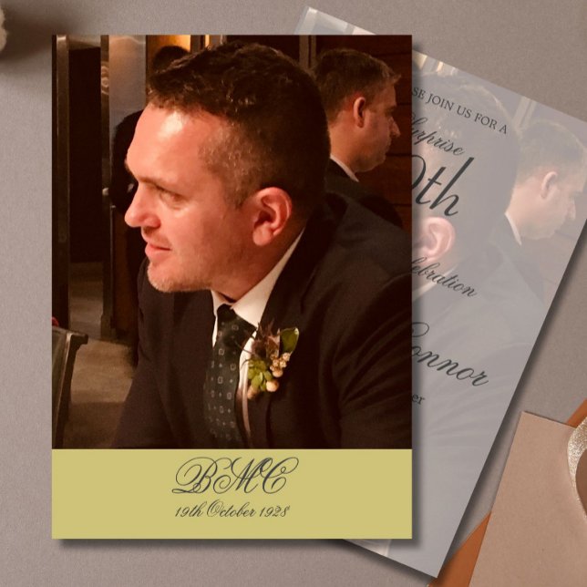 Convite Foto Simples Elegante de Aniversário do 80 Masculi (Criador carregado)