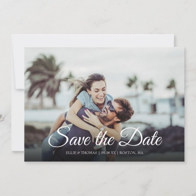 Convite Foto Simples Save the Date Elegante Rascunho (Frente)