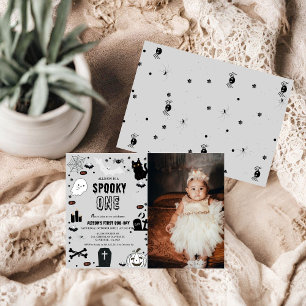 Convite Foto Spooky One Halloween primeira festa de aniver