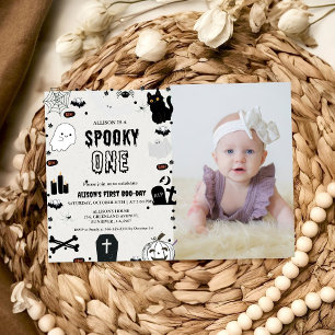 Convite Foto Spooky One Halloween primeira festa de aniver
