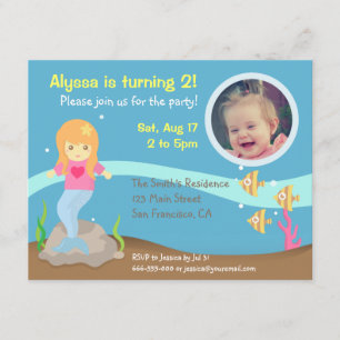 Convite Foto subaquática bonito da festa de aniversário 