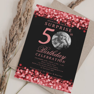 Convite Foto SURPRESA 50ª Luzes Vermelhas Festas de aniver