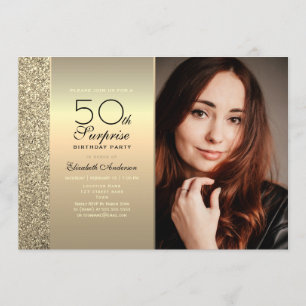 Convite Foto Surpresa Dourada Aniversário de 50 anos