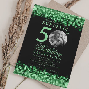Convite Foto SURPRESA para festa de 50 anos com luzes verd