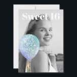 Convite *~* FOTO Sweet 16 Balão Arco-Íris AP29 Aniversário<br><div class="desc">(procure designs semelhantes no AP29 em vários produtos) ((Este design pode ser facilmente adaptado a QUALQUER IDADE ou EVENTO )) Consulte a página se precisar de ajuda. *~* Energy Enhanced SWEET 16 Convite de aniversário. Altere / Edite o texto e a FOTO da doce 16 Birthday Girl. Abstrato Artsy Girly...</div>